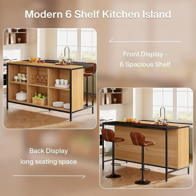 Isola Cucina con 6 Scomparti a Cubo per Cucina Sala da Pranzo
