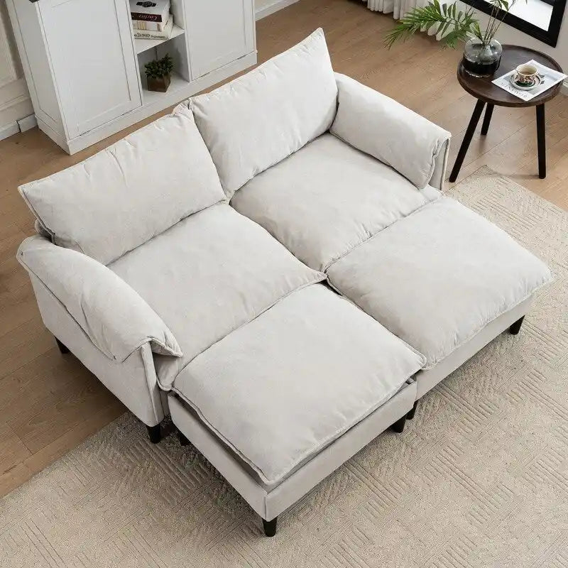 Divano Modulare Convertibile 69 a 2 Posti con Pouf e Contenitore