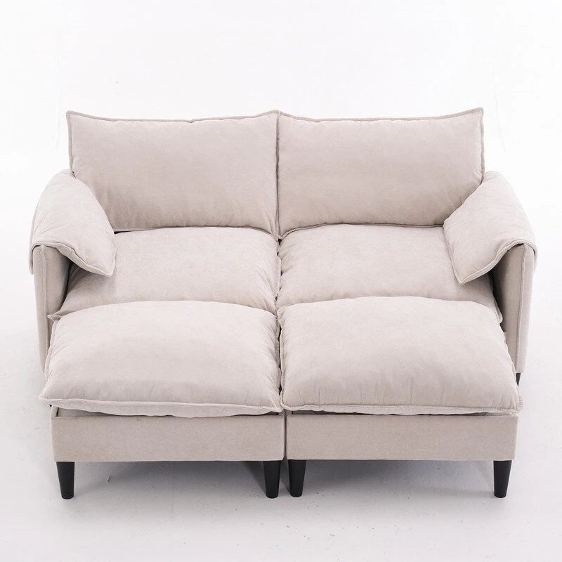 Divano Modulare Convertibile 69 a 2 Posti con Pouf e Contenitore