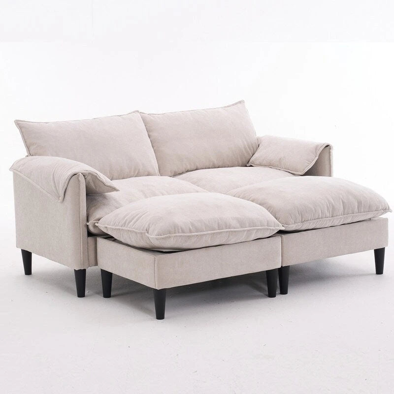 Divano Modulare Convertibile 69 a 2 Posti con Pouf e Contenitore