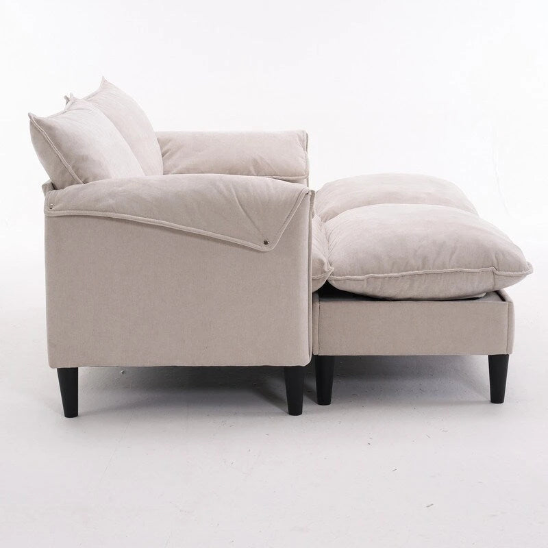 Divano Modulare Convertibile 69 a 2 Posti con Pouf e Contenitore