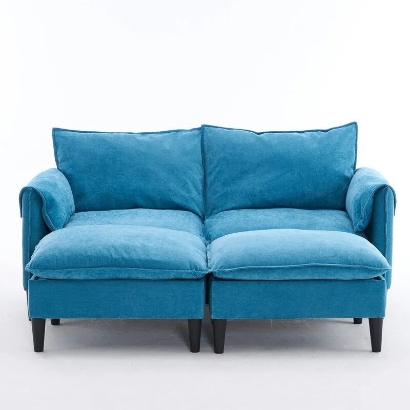 Divano Modulare Convertibile 69 a 2 Posti con Pouf e Contenitore