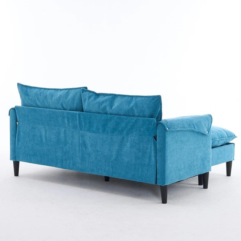 Divano Modulare Convertibile 69 a 2 Posti con Pouf e Contenitore