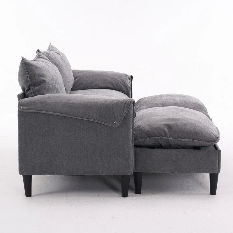 Divano Modulare Convertibile 69 a 2 Posti con Pouf e Contenitore