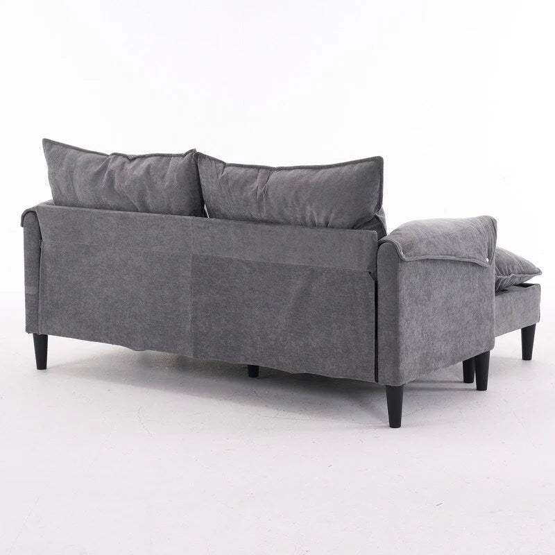 Divano Modulare Convertibile 69 a 2 Posti con Pouf e Contenitore