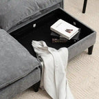 Divano Modulare Convertibile 69 a 2 Posti con Pouf e Contenitore
