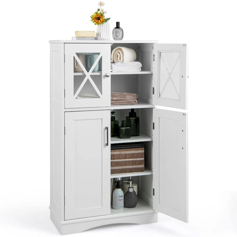 Mobiletto da bagno Costway con ante e