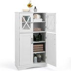 Meuble de rangement de salle de bain Costway Meuble de rangement en lin avec portes et
