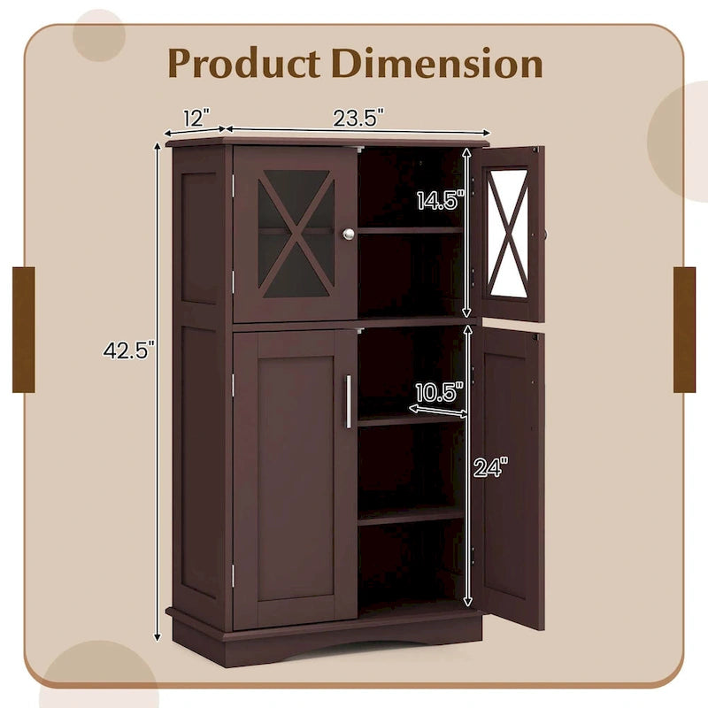Meuble de rangement de salle de bain Costway Meuble de rangement en lin avec portes et