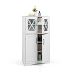 Meuble de rangement de salle de bain Costway Meuble de rangement en lin avec portes et
