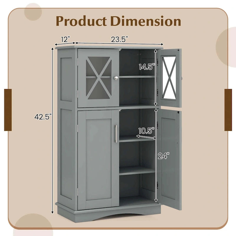 Meuble de rangement de salle de bain Costway Meuble de rangement en lin avec portes et