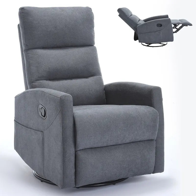 Fauteuil inclinable manuel avec fonction à bascule et pivotante, Fauteuil inclinable en tissu respirant, Fauteuils inclinables pour petits espaces