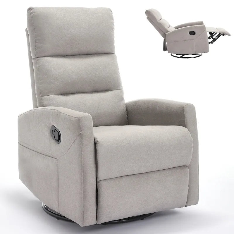 Fauteuil inclinable manuel avec fonction à bascule et pivotante, Fauteuil inclinable en tissu respirant, Fauteuils inclinables pour petits espaces