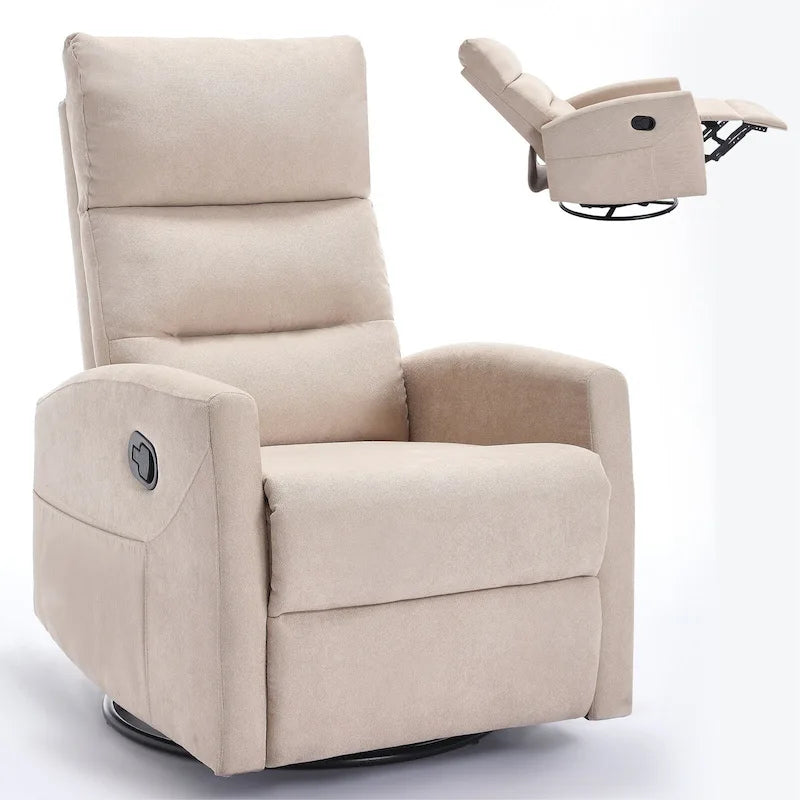 Fauteuil inclinable manuel avec fonction à bascule et pivotante, Fauteuil inclinable en tissu respirant, Fauteuils inclinables pour petits espaces