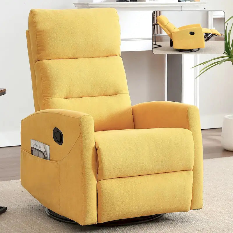 Poltrona Reclinabile Manuale con Funzione Dondolo e Girevole, Reclinabile in Tessuto Traspirante, Poltrona Relax per Piccoli Spazi
