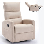 Poltrona Reclinabile Manuale con Funzione Dondolo e Girevole, Reclinabile in Tessuto Traspirante, Poltrona Relax per Piccoli Spazi