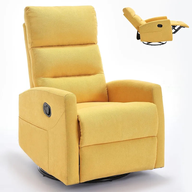 Poltrona Reclinabile Manuale con Funzione Dondolo e Girevole, Reclinabile in Tessuto Traspirante, Poltrona Relax per Piccoli Spazi