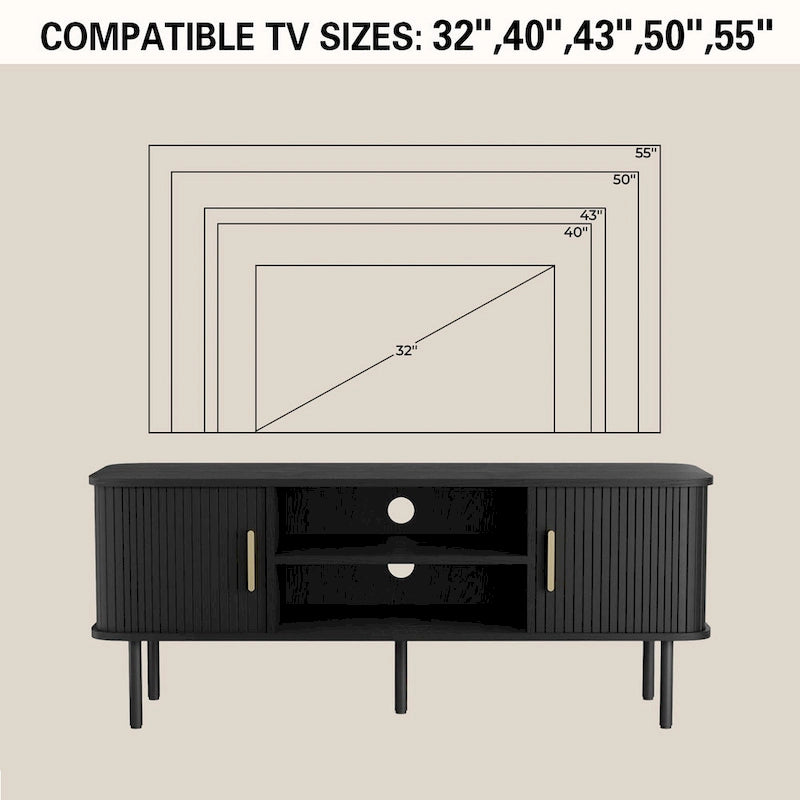 Meuble TV console média Tambour pour téléviseurs jusqu'à 55 pouces