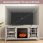 Meuble TV Costway de 58 pouces avec foyer électrique pour téléviseurs jusqu'à 65 pouces - 58 x 16 x 25