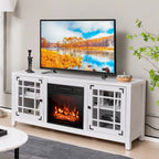 Meuble TV Costway de 58 pouces avec foyer électrique pour téléviseurs jusqu'à 65 pouces - 58 x 16 x 25