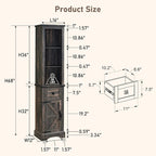 Meuble de rangement étroit de salle de bain de style ferme, Meuble de rangement de 68 po de hauteur