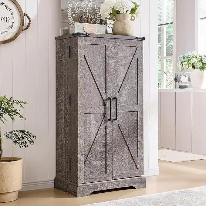 47 Armadietto da Cucina Dispensa, Mobile Contenitore con Ante Scorrevoli Stile Fienile - N/D