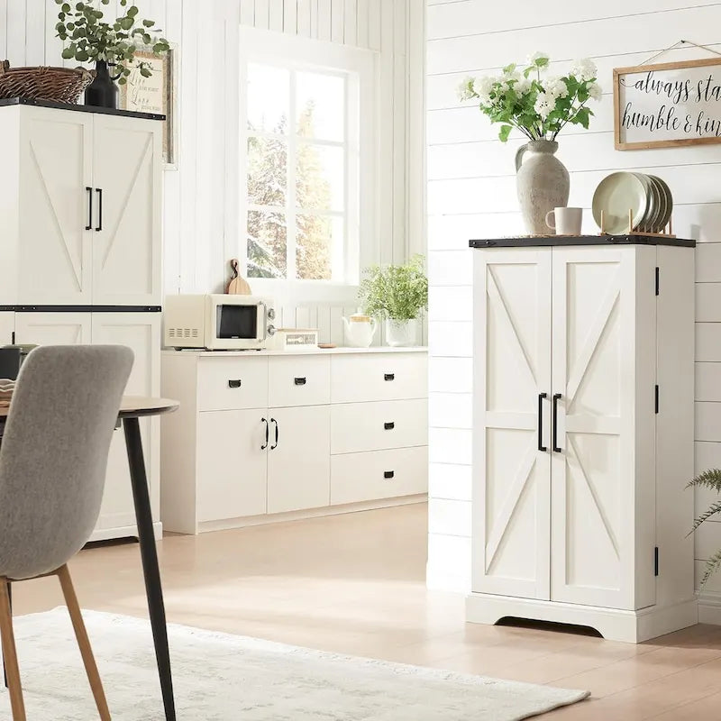 47 Armadietto da Cucina Dispensa, Mobile Contenitore con Ante Scorrevoli Stile Fienile - N/D