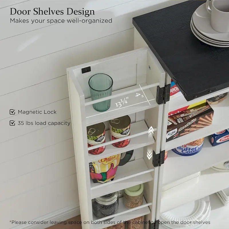 47 Armadietto da Cucina Dispensa, Mobile Contenitore con Ante Scorrevoli Stile Fienile - N/D
