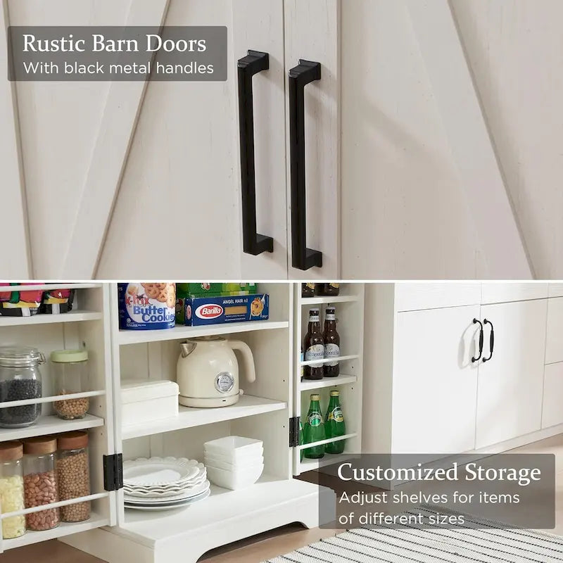 47 Armadietto da Cucina Dispensa, Mobile Contenitore con Ante Scorrevoli Stile Fienile - N/D