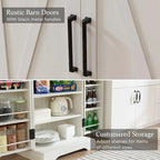 47 Armadietto da Cucina Dispensa, Mobile Contenitore con Ante Scorrevoli Stile Fienile - N/D