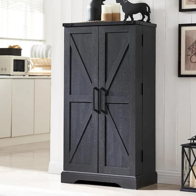 47 Armadietto da Cucina Dispensa, Mobile Contenitore con Ante Scorrevoli Stile Fienile - N/D