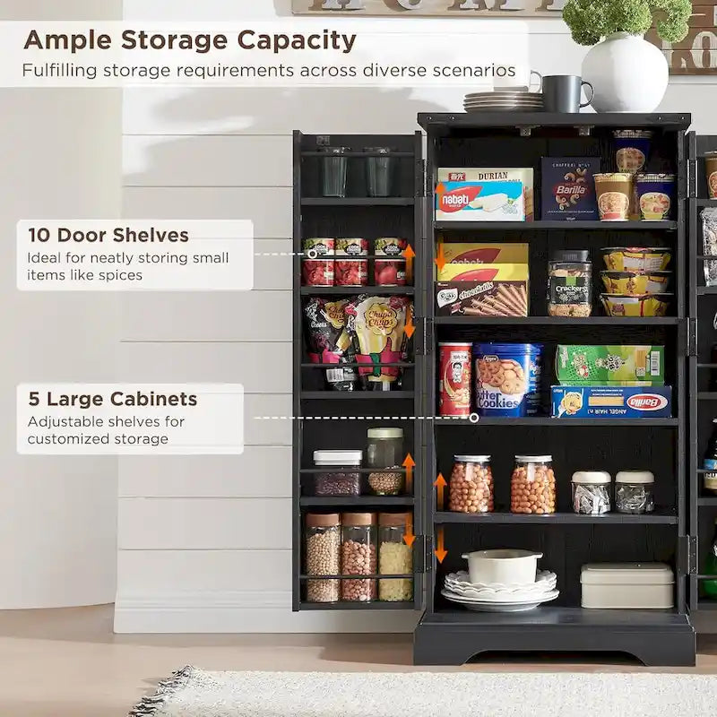47 Armadietto da Cucina Dispensa, Mobile Contenitore con Ante Scorrevoli Stile Fienile - N/D