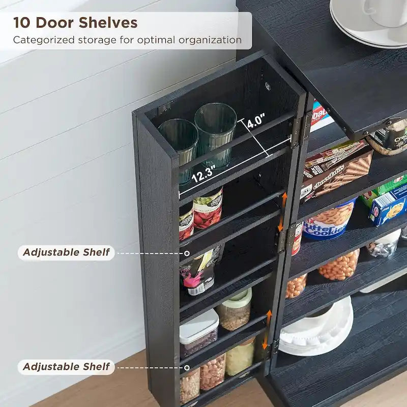 47 Armadietto da Cucina Dispensa, Mobile Contenitore con Ante Scorrevoli Stile Fienile - N/D