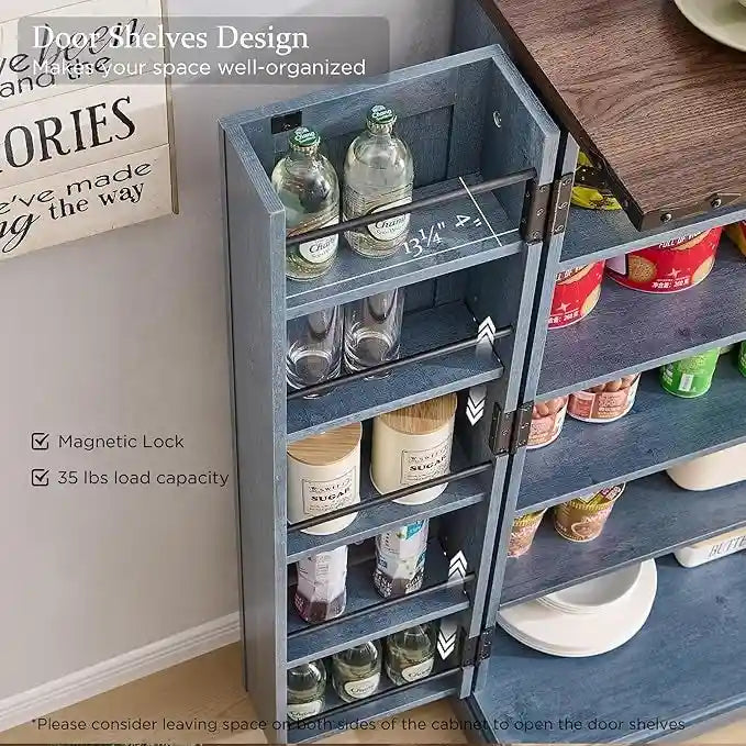 47 Armadietto da Cucina Dispensa, Mobile Contenitore con Ante Scorrevoli Stile Fienile - N/D