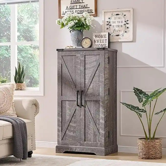 47 Armadietto da Cucina Dispensa, Mobile Contenitore con Ante Scorrevoli Stile Fienile - N/D