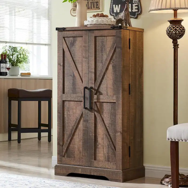 47 Armadietto da Cucina Dispensa, Mobile Contenitore con Ante Scorrevoli Stile Fienile - N/D