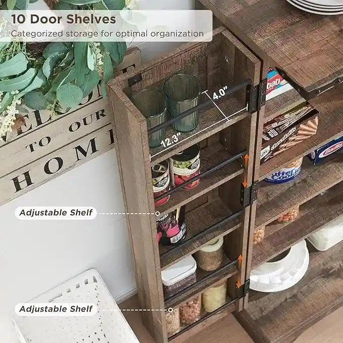 47 Armadietto da Cucina Dispensa, Mobile Contenitore con Ante Scorrevoli Stile Fienile - N/D