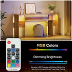 Tavolo consolle da divano da 160 cm in stile rustico con luci a LED per l'ingresso - 160 L x 30 P x 84 A cm