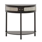 Console en rotin demi-lune avec tiroirs et porte coulissante - 31.88 x 15.74 x 32.28 pouces