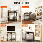 Console en rotin demi-lune avec tiroirs et porte coulissante - 31.88 x 15.74 x 32.28 pouces