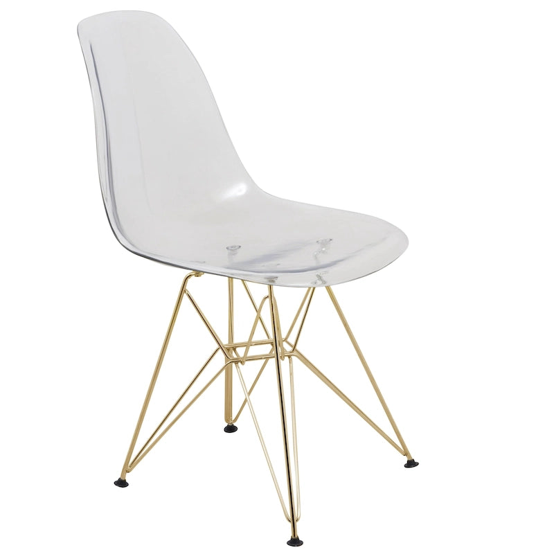 Set da pranzo Bristol 5 pezzi Tavolo rotondo da 35 pollici e 4 sedie in plastica con base dorata