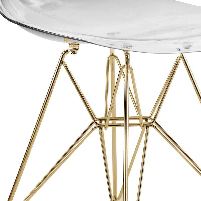 Set da pranzo Bristol 5 pezzi Tavolo rotondo da 35 pollici e 4 sedie in plastica con base dorata