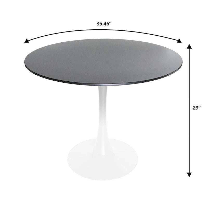 Set da pranzo Bristol 5 pezzi Tavolo rotondo da 35 pollici e 4 sedie in plastica con base dorata