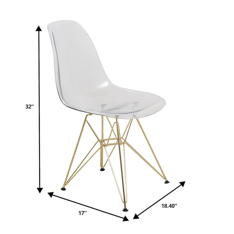 Set da pranzo Bristol 5 pezzi Tavolo rotondo da 35 pollici e 4 sedie in plastica con base dorata