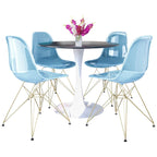 Set da pranzo Bristol 5 pezzi Tavolo rotondo da 35 pollici e 4 sedie in plastica con base dorata