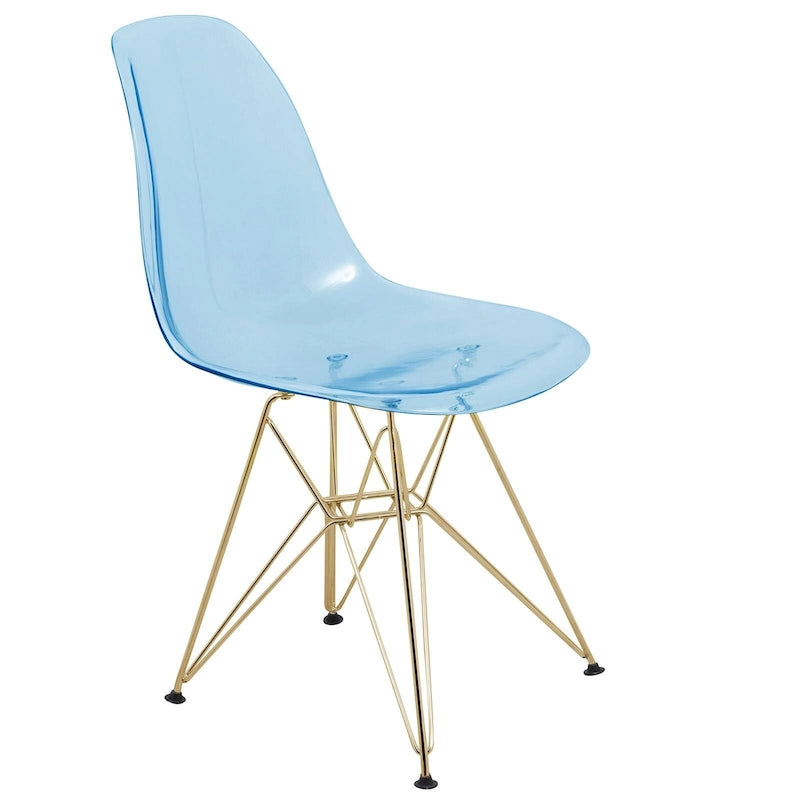Set da pranzo Bristol 5 pezzi Tavolo rotondo da 35 pollici e 4 sedie in plastica con base dorata