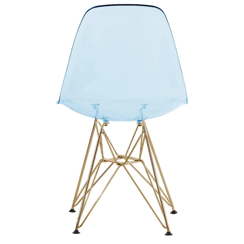 Set da pranzo Bristol 5 pezzi Tavolo rotondo da 35 pollici e 4 sedie in plastica con base dorata