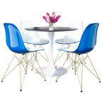 Set da pranzo Bristol 5 pezzi Tavolo rotondo da 35 pollici e 4 sedie in plastica con base dorata