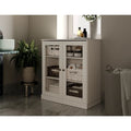 Meuble de salle de bain Palace Imports 100 % en bois massif de 32 po avec portes en verre transparent et étagères réglables
