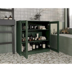 Meuble de salle de bain Palace Imports 100 % en bois massif de 32 po avec portes en verre transparent et étagères réglables